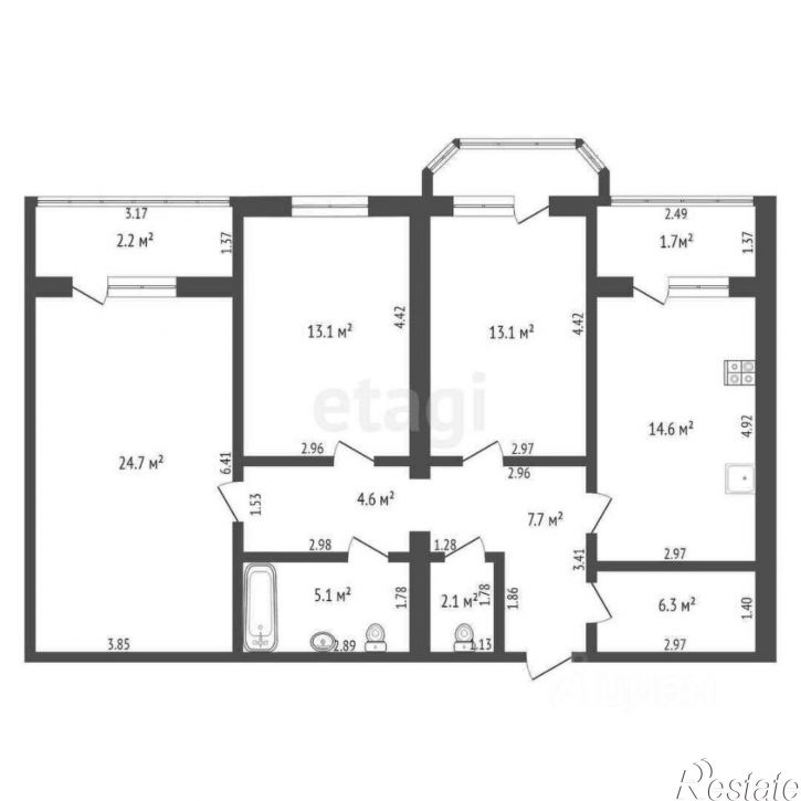 3-комн квартира Ташкентская улица, 246,  д. 246