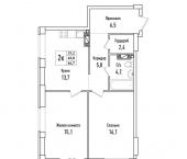 2-комн, 64 кв м, этаж 3/6 улица Фрунзе, 13
