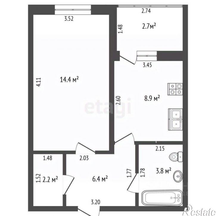 1-комн квартира 1-й кв-л, 55А,  д. 55А