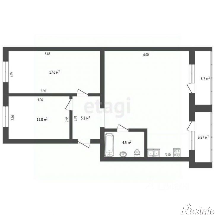 3-комн квартира Нагорная улица, 133,  д. 133