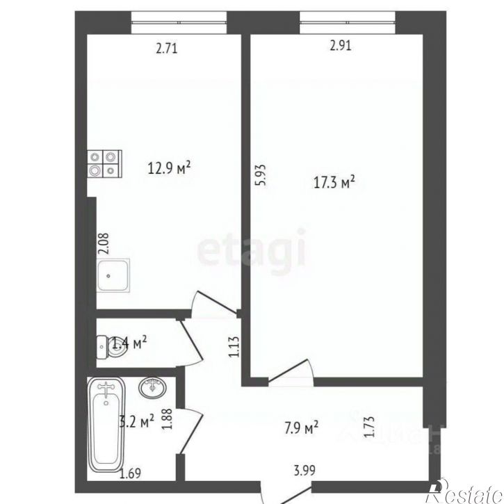 1-комн квартира Товарная улица, 19,  д. 19