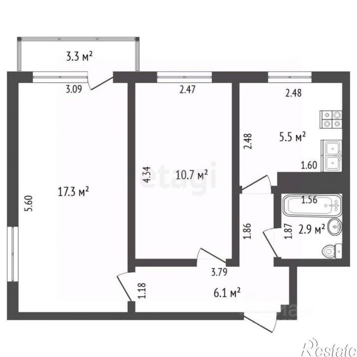 2-комн квартира улица Мориса Тореза, 17А,  д. 17А