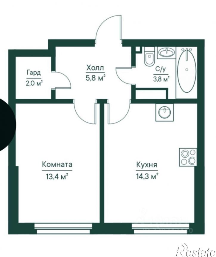 1-комн квартира в новом доме ул Ново-Садовая, 106 80,  д. 106 80,  к. 80