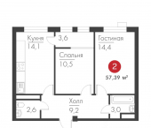 2-комн, 57 кв м, этаж 2/19 проспект Масленникова, 14А