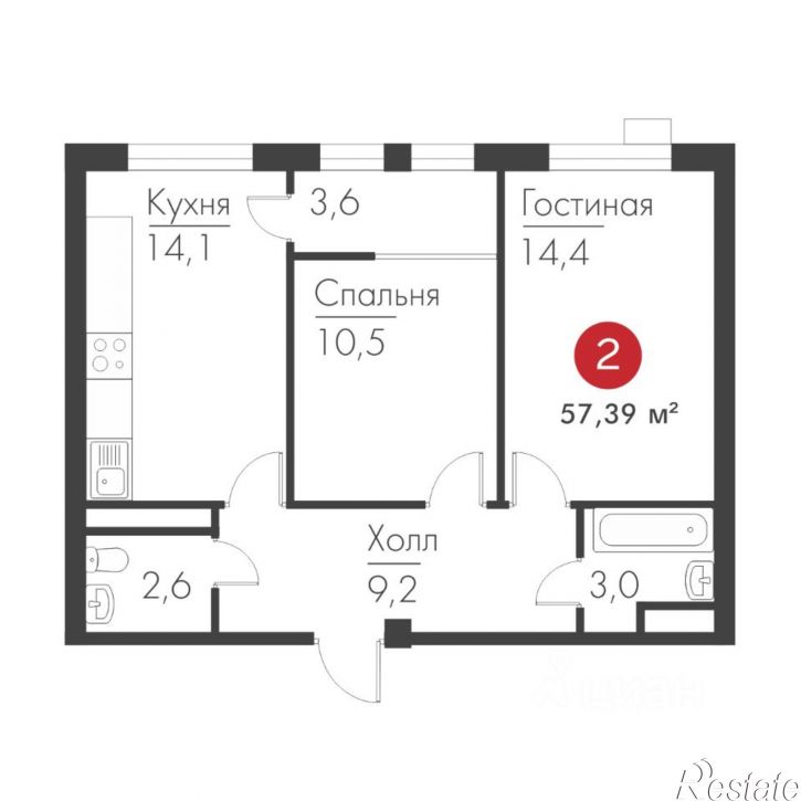 2-комн квартира в новом доме проспект Масленникова, 14А,  д. 14А