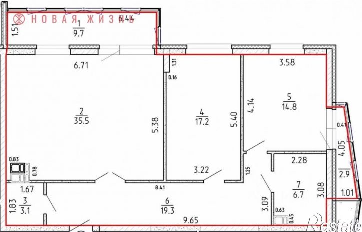 3-комн квартира в новом доме улица Мориса Тореза, 34А,  д. 34А