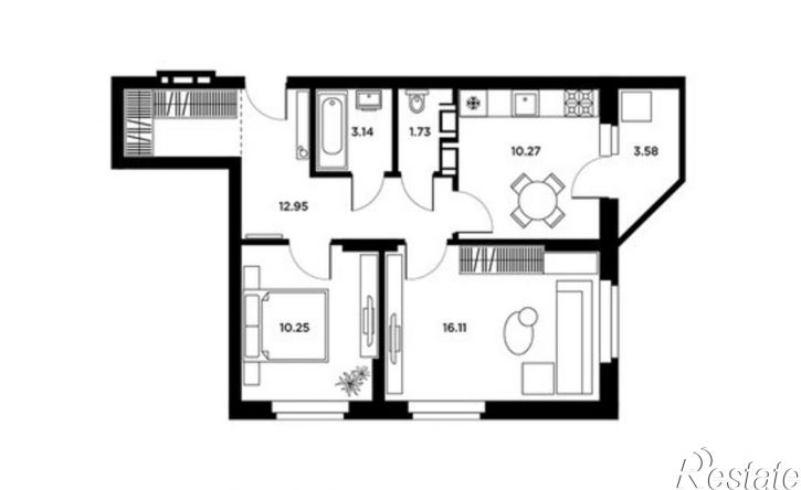 2-комн квартира Московское (18 км) шоссе, 55,  д. 55