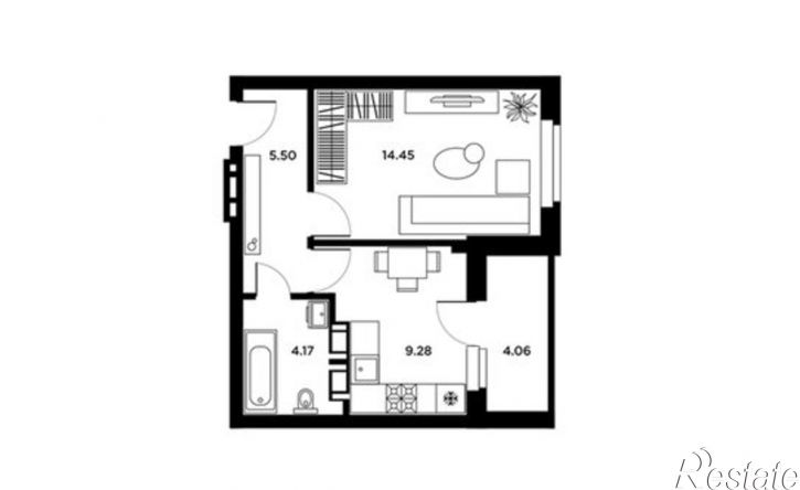 1-комн квартира Московское шоссе, 18-й километр, 55