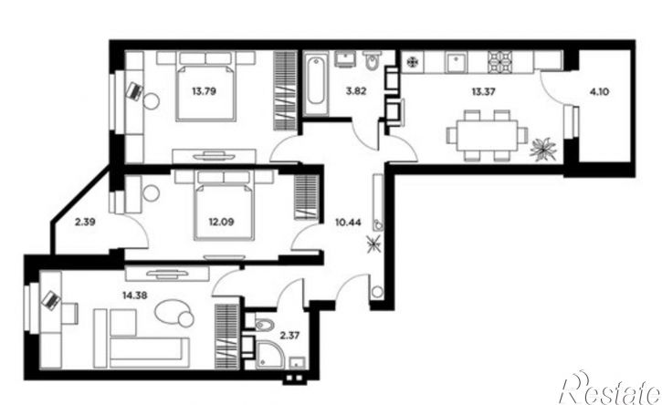 3-комн квартира Московское (18 км) шоссе, 55,  д. 55