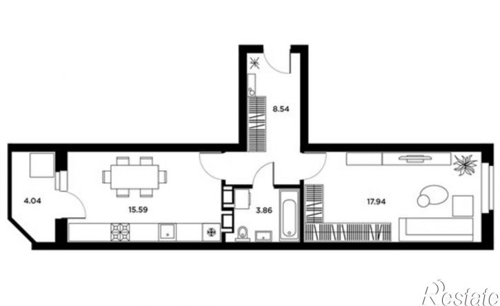 1-комн квартира Московское (18 км) шоссе, 55,  д. 55
