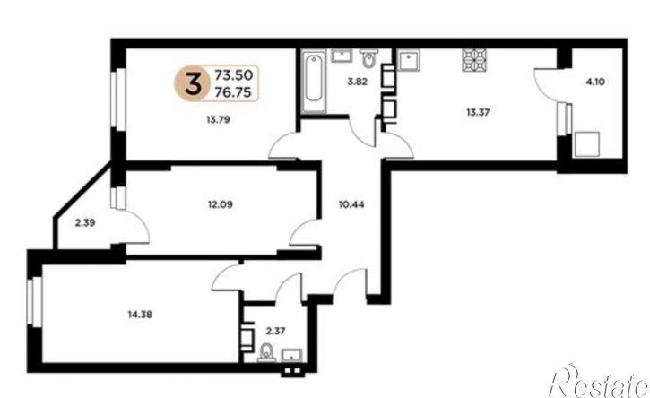 3-комн квартира Московское шоссе, 18-й километр, 55