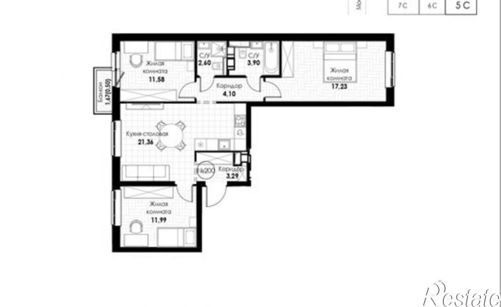 3-комн квартира в новом доме 11-й кв-л, 55,  д. 55