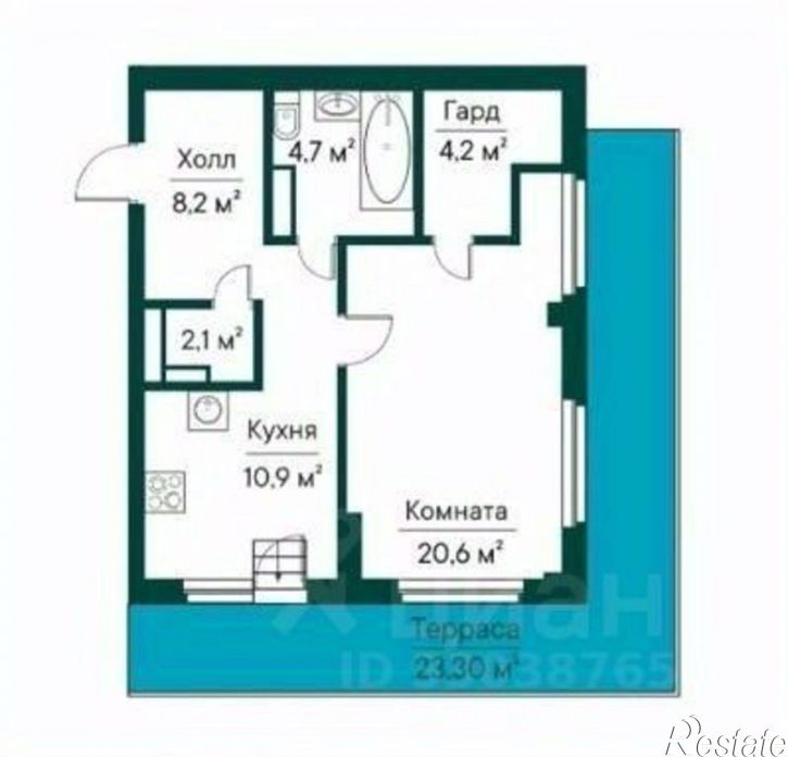 1-комн квартира в новом доме Ново-Садовая улица, 106 к80,  д. 106 к80