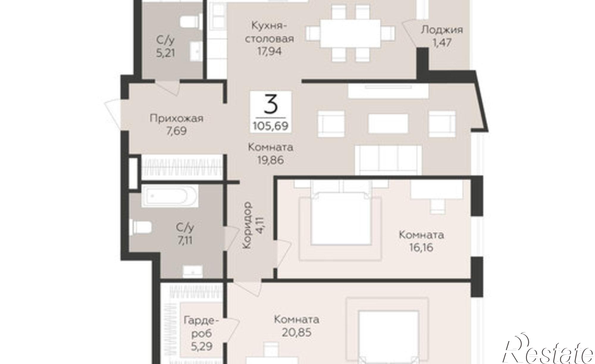 Купить квартиру за 15 448 700 рублей на лн Третья, 4