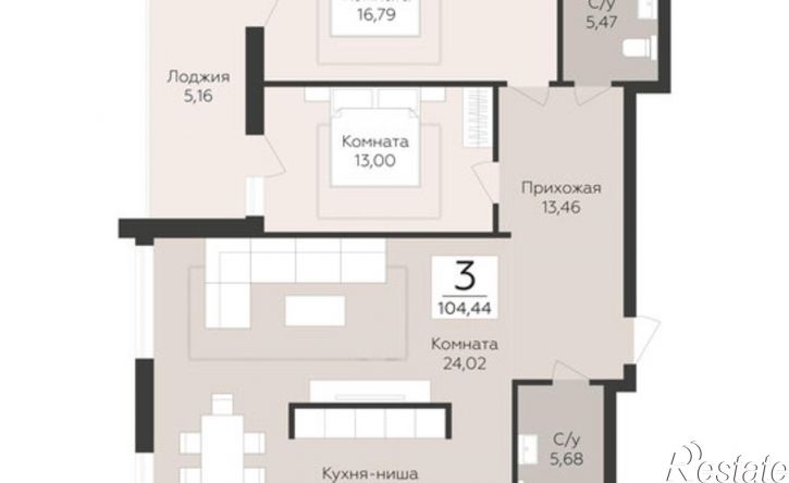 3-комн квартира в новом доме лн Третья, 4,  д. 4