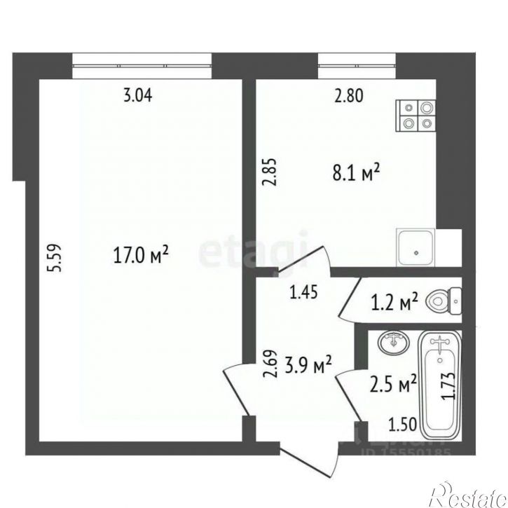 1-комн квартира Ташкентская улица, 214,  д. 214