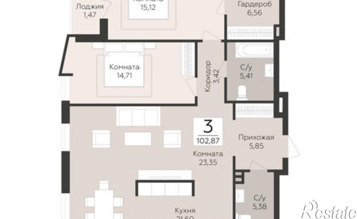 3-комн квартира в новом доме лн Третья, 4,  д. 4