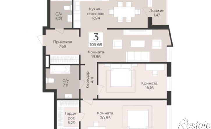 3-комн квартира в новом доме лн Третья, 4,  д. 4