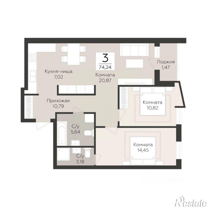 3-комн квартира в новом доме лн Третья, 4,  д. 4