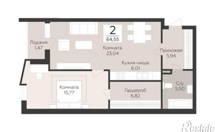2-комн квартира в новом доме Самара, Барбошина Поляна