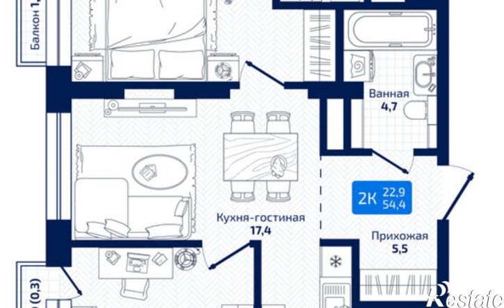 2-комн квартира в новом доме ул Радиальная 8-я, 31,  д. 31