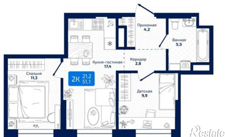 2-комн квартира в новом доме ул Радиальная 8-я, 31,  д. 31