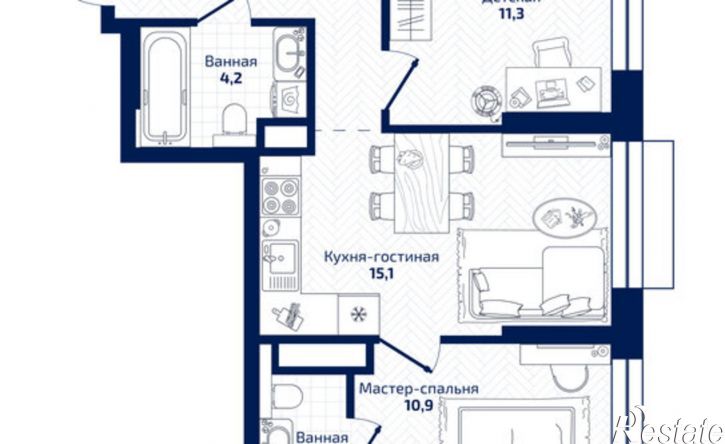 2-комн квартира в новом доме ул Радиальная 8-я, 31,  д. 31
