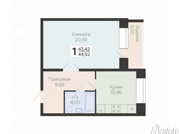 1-комн квартира в новом доме 3-й квартал, д.8