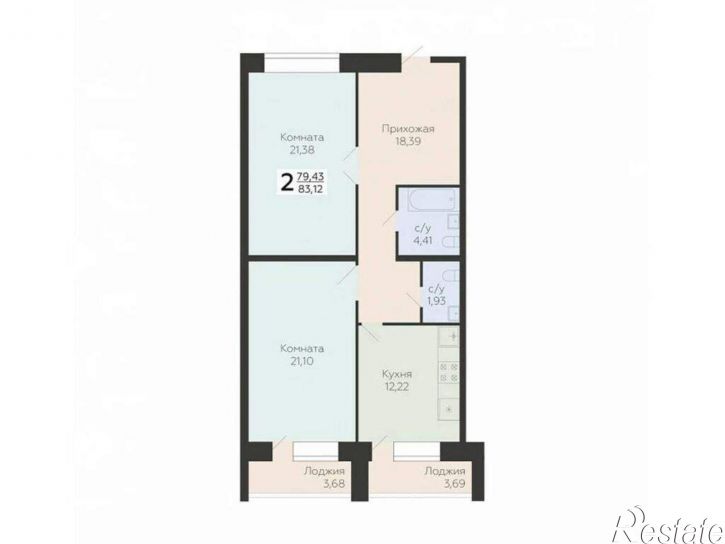 2-комн квартира в новом доме 3-й квартал, д.8