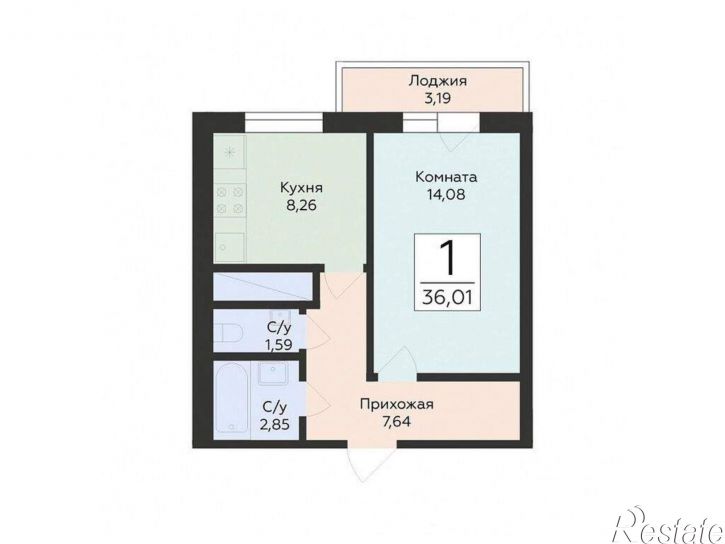 1-комн квартира в новом доме Советской Армии улица, д.242