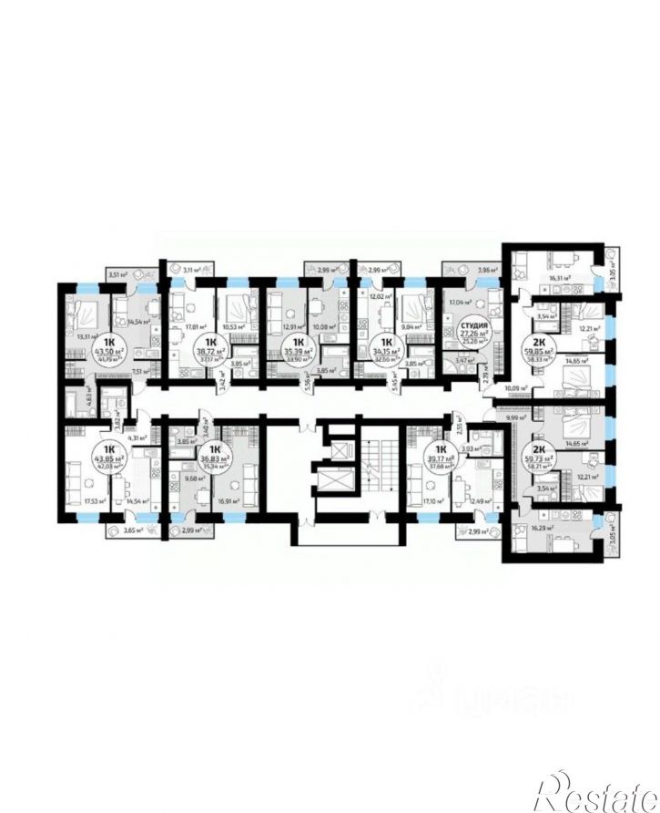 1-комн квартира в новом доме 1-й кв-л, 50,  д. 50