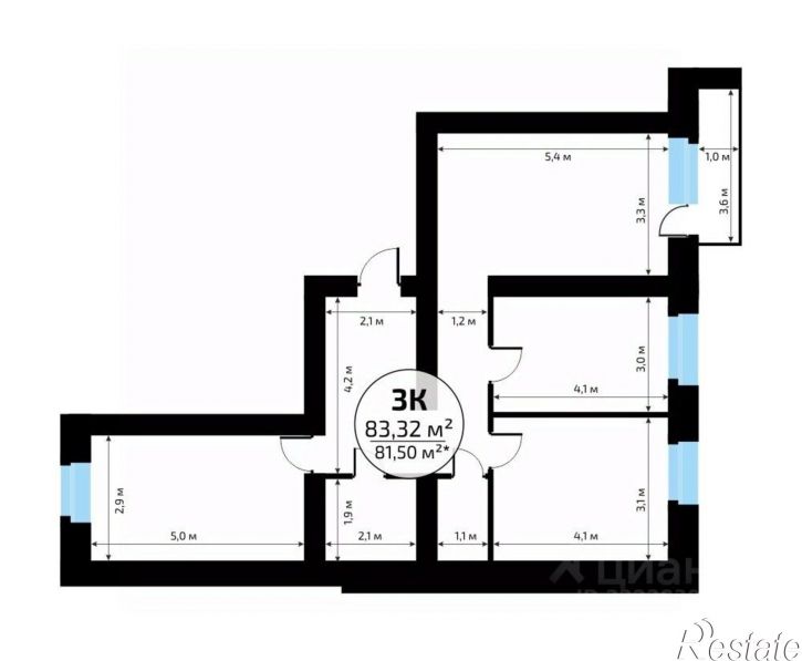 3-комн квартира в новом доме 1-й кв-л, 50,  д. 50