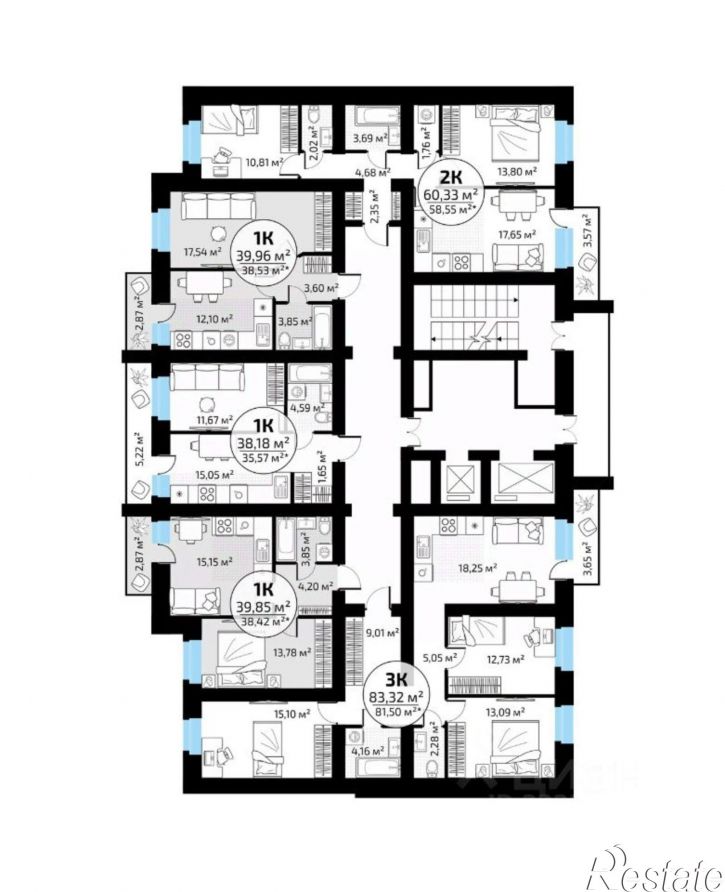 3-комн квартира в новом доме 1-й кв-л, 50,  д. 50