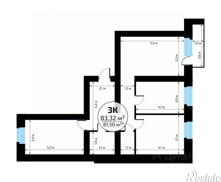 3-комн квартира в новом доме 1-й кв-л, 50,  д. 50