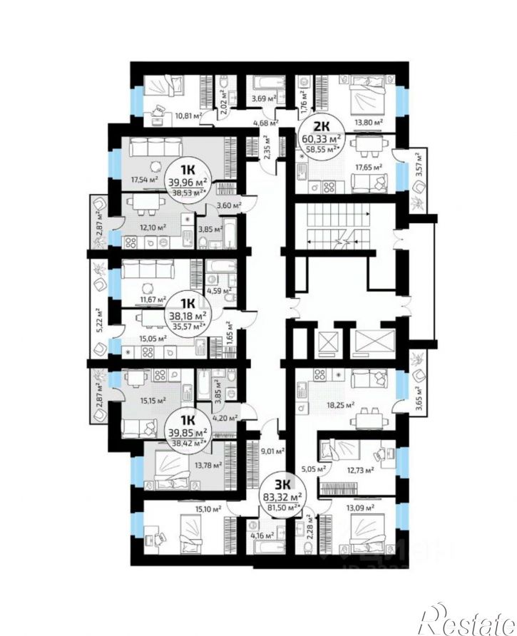 3-комн квартира в новом доме 1-й кв-л, 50,  д. 50