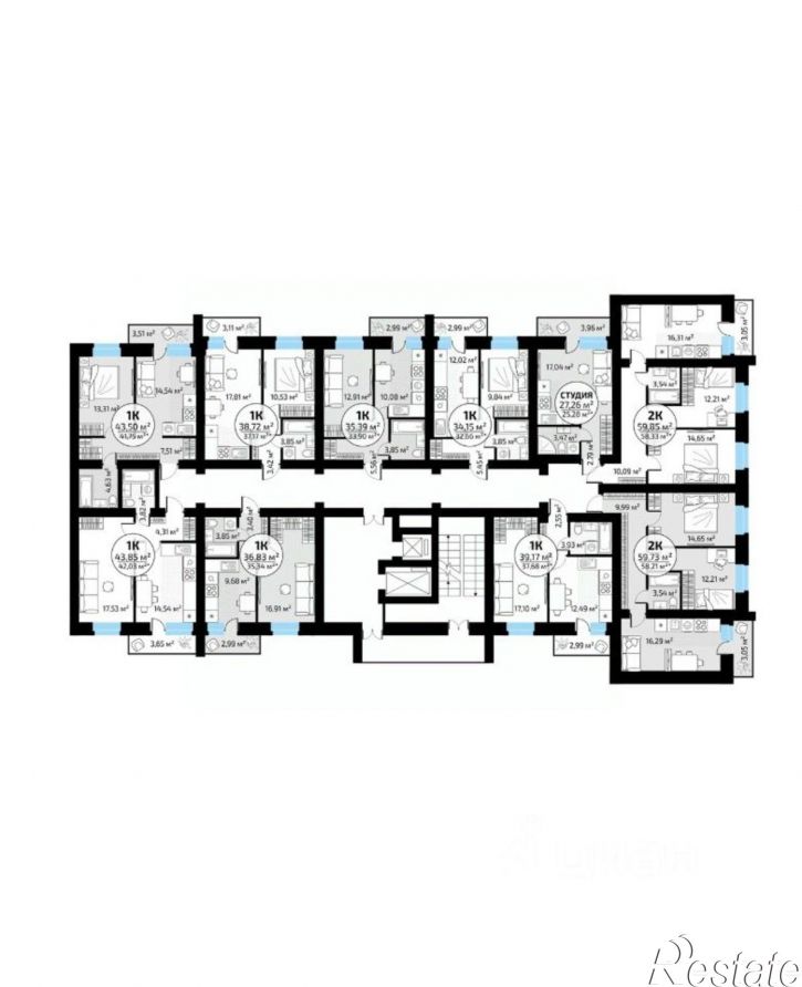 1-комн квартира в новом доме 1-й кв-л, 50,  д. 50