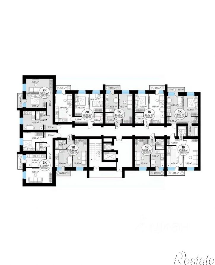 1-комн квартира в новом доме 1-й кв-л, 50,  д. 50