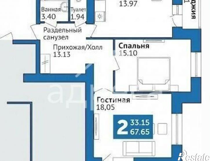 2-комн квартира ул Виталия Талабаева, 2,  д. 2