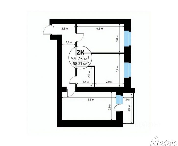2-комн квартира в новом доме 1-й кв-л, 50,  д. 50