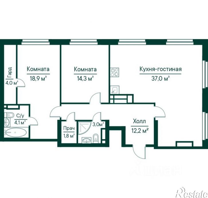 3-комн квартира в новом доме ул Ново-Садовая, 106 80,  д. 106 80,  к. 80