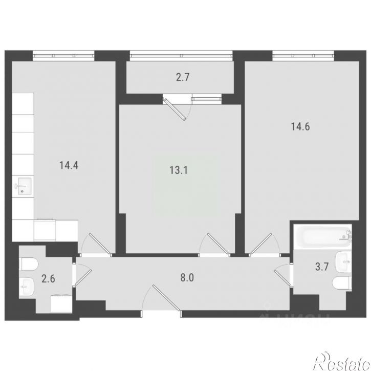2-комн квартира в новом доме Южное шоссе, 13
