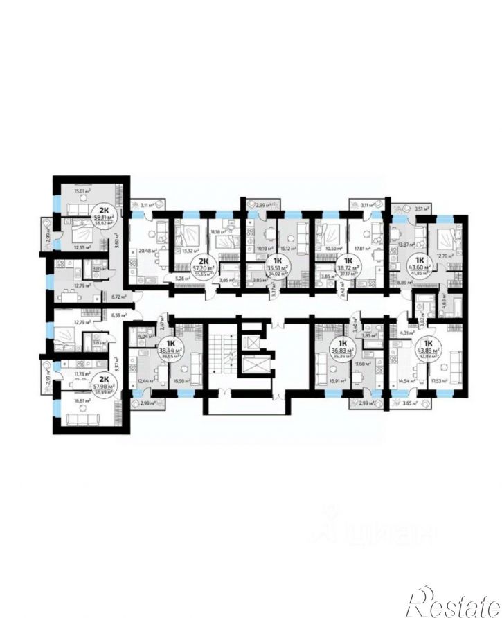 2-комн квартира в новом доме 1-й кв-л, 50,  д. 50
