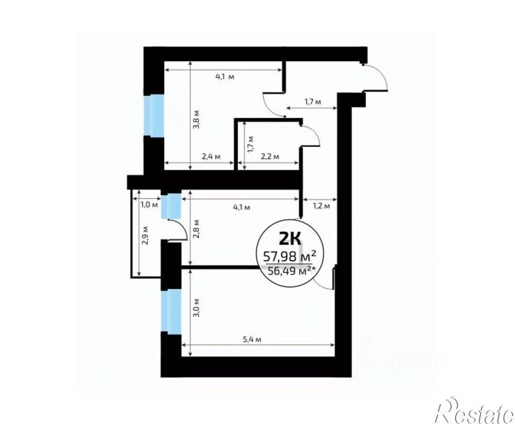 2-комн квартира в новом доме 1-й кв-л, 50,  д. 50