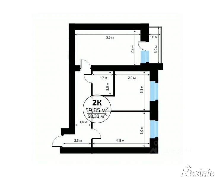 2-комн квартира в новом доме 1-й кв-л, 50,  д. 50