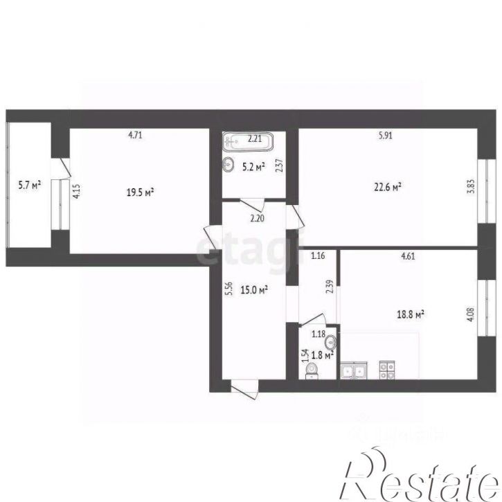 2-комн квартира улица Мичурина, 147,  д. 147