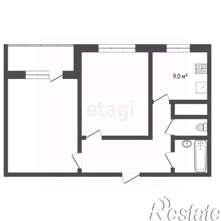 2-комн квартира ул Центральная, 9,  д. 9