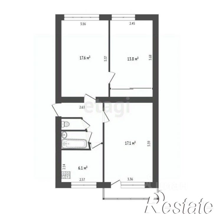 3-комн квартира Коллективный переулок, 3,  д. 3