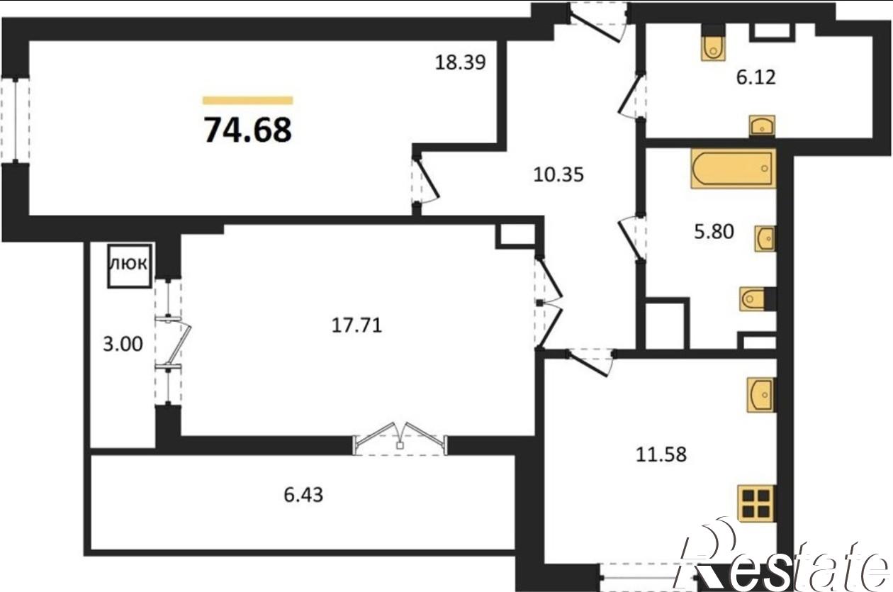 Купить квартиру за 11 500 700 рублей на Советской Армии улица, 89