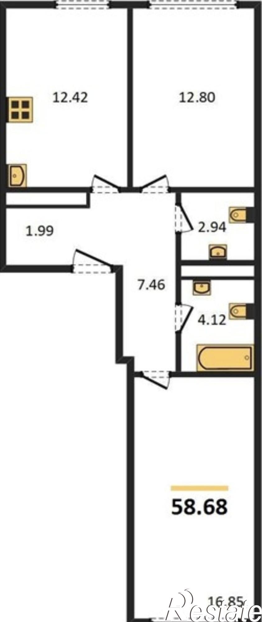 Купить квартиру за 6 363 780 рублей на Поселковая улица, 5