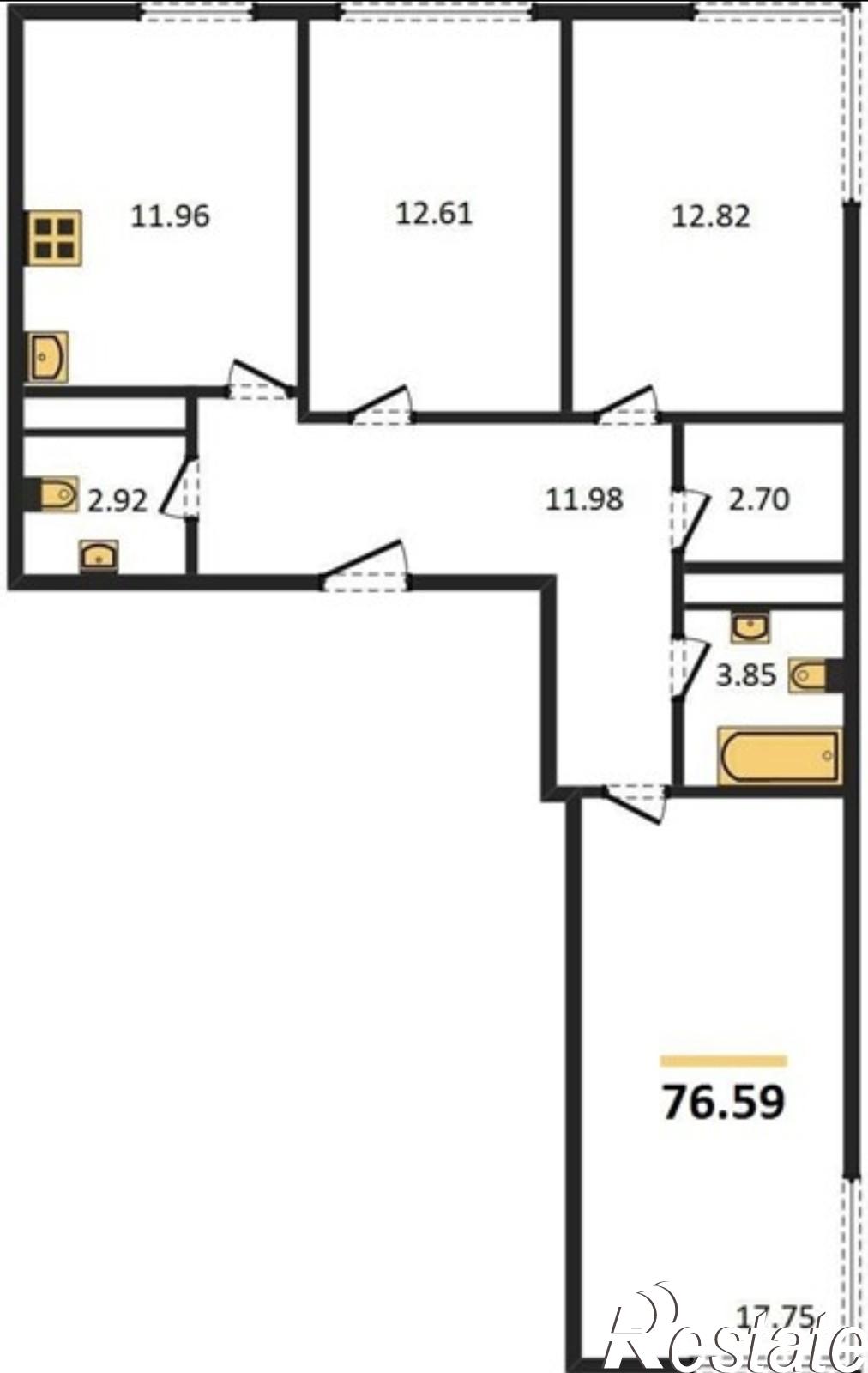 Купить квартиру за 7 844 730 рублей на Поселковая улица, 5